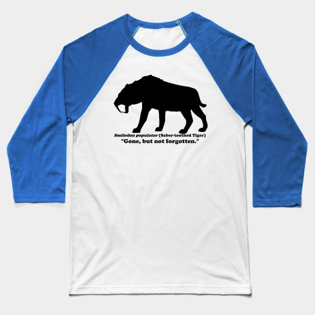 *Back Design/Front Pocket* Smilodon populator (Saber-toothed Tiger) Dark Print Baseball T-Shirt by dabblersoutpost